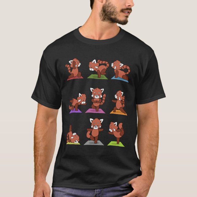 Röd Panda Yoga _1  T Shirt (Framsida)