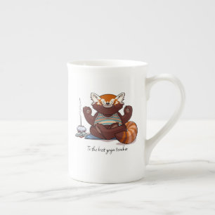 Röd Panda Yoga Lärarpresent Meditation Konstverk Benporslin Mugg