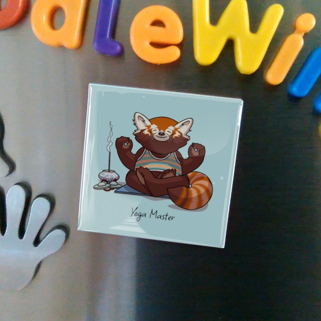 Röd Panda Yoga Master Lärarpresent Djur Konstverk Magnet (Skapare uppladdad)