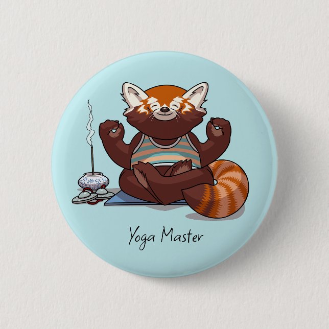 Röd Panda Yoga Master Studentgåva Djur Konstverk Knapp (Framsida)