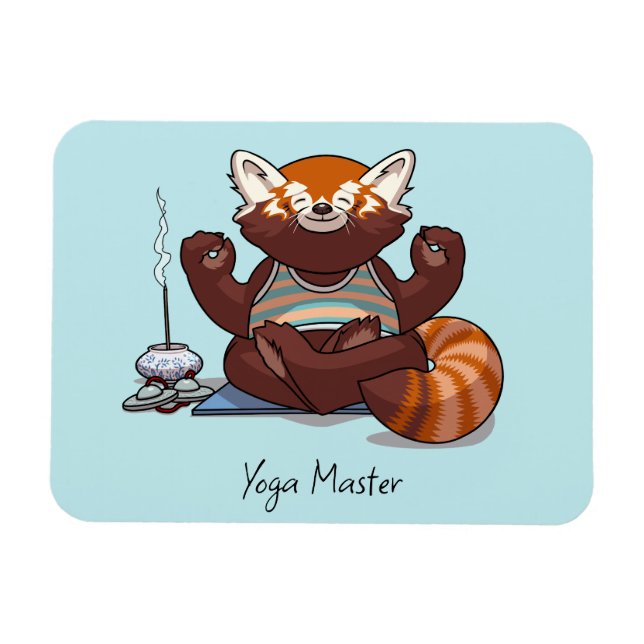 Röd Panda Yoga Master Teacher Present Djur Konstha Magnet (Horisontell)