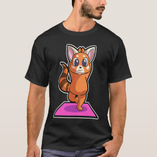 Röd Panda Yoga Poserar Sport Gymnastik Ohm Hjärtbe T Shirt
