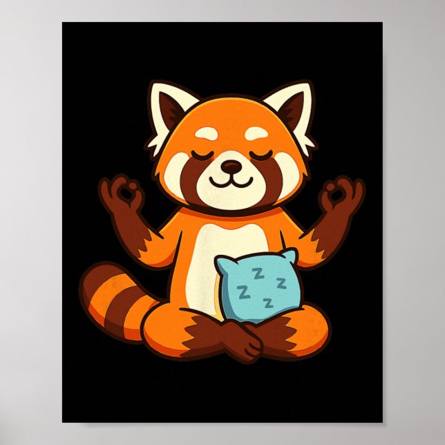 Röd Panda Yoga Zen Meditation Design  Poster (Framsidan)