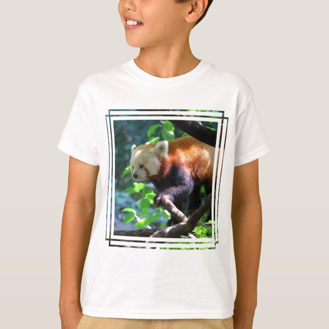 Röd Pandaklättring Tee Shirt (Framsida)