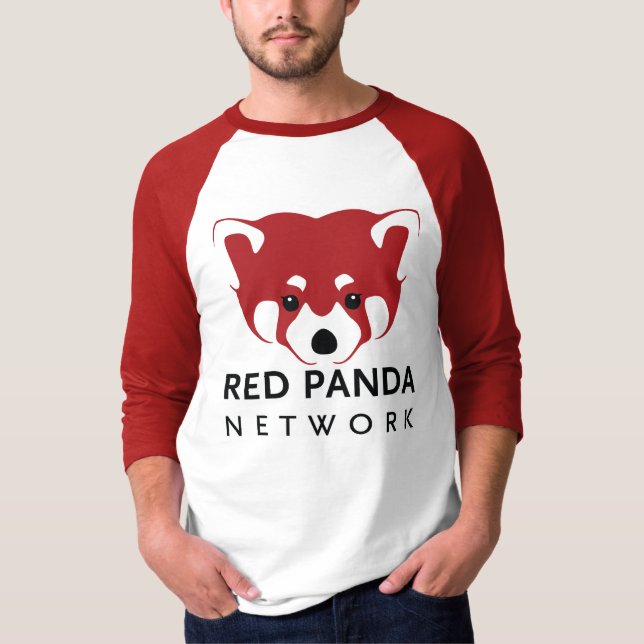 Röd Pandamanar/unisex- baseball T T-shirt (Framsida)