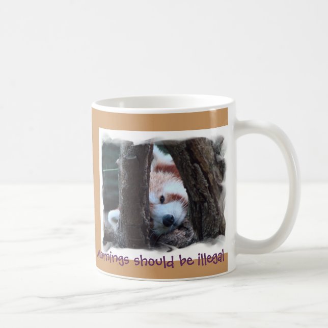 Röd Pandamugg - "bör morgnar vara olagliga ", Kaffemugg (Höger)