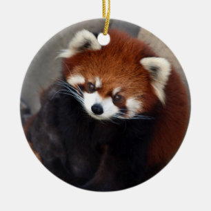 Röd Pandaprydnad Julgransprydnad Keramik