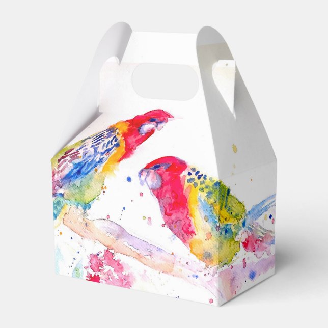 Röd papegoja bröllopstårta förmånslåda Rosella Fåg Presentaskar (Framsidan Sidan)