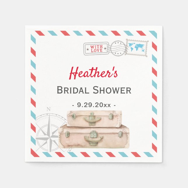 Röd pappersdekoration för flygbröllopsdusch pappersservett (Framsidan)