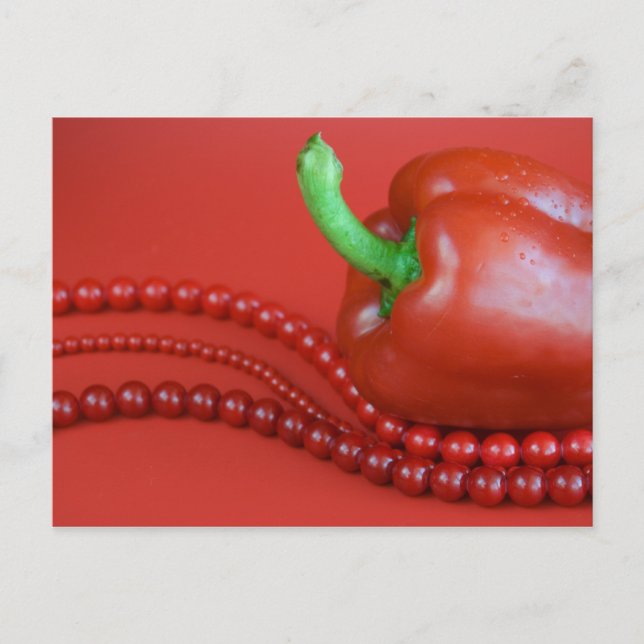 röd paprika&pärlor vykort (Framsida)
