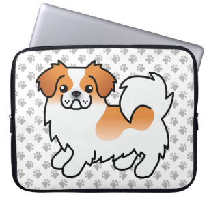 Röd Parti-Färg Tibetansk Spaniel Söt Hund & Tassar Laptop Fodral