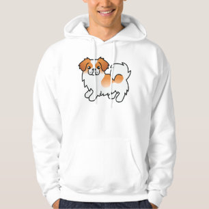 Röd Parti-Färgad Tibetansk Spaniel Söt Tecknad Hun Hoodie