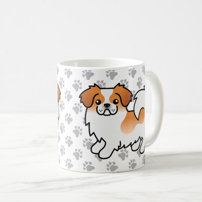 Röd Parti-Färgad Tibetansk Spaniel Söt Tecknad Hun Kaffemugg (Framsida höger)