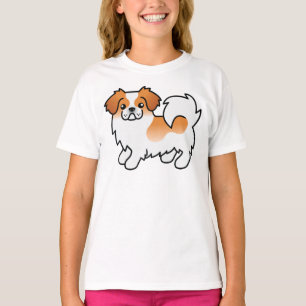 Röd Parti-Färgad Tibetansk Spaniel Söt Tecknad Hun T Shirt
