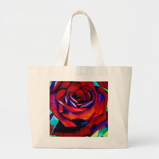 Röd passionros original akvarellkonst jumbo tygkasse (Framsidan)