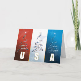 Röd patriotisk julkort för vit och för blått helgkort