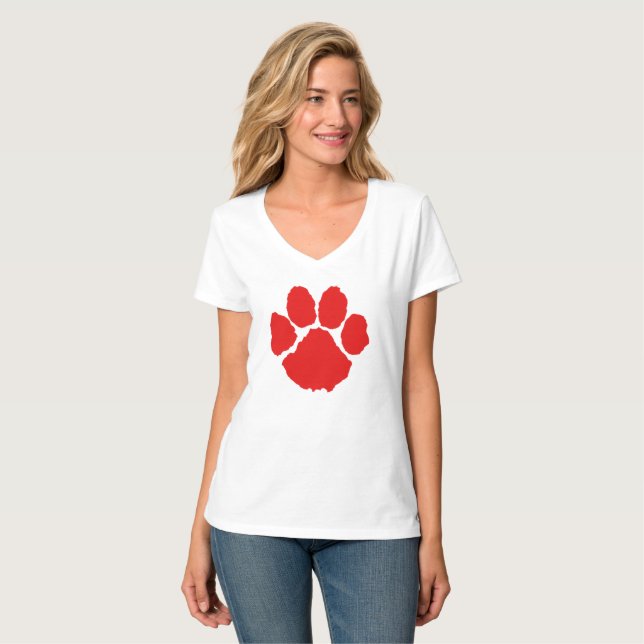 Röd Paw T-shirt (Hel framsida)