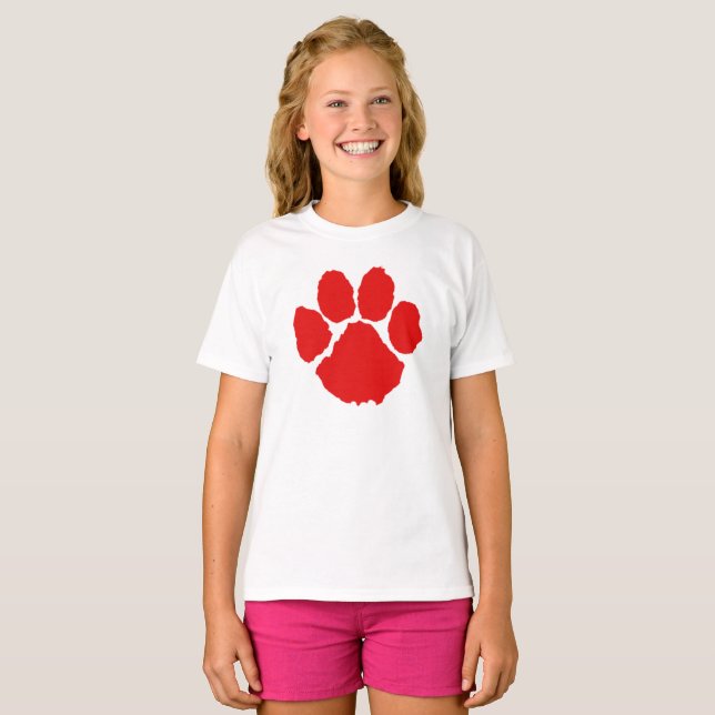 Röd Paw T-shirt (Hel framsida)