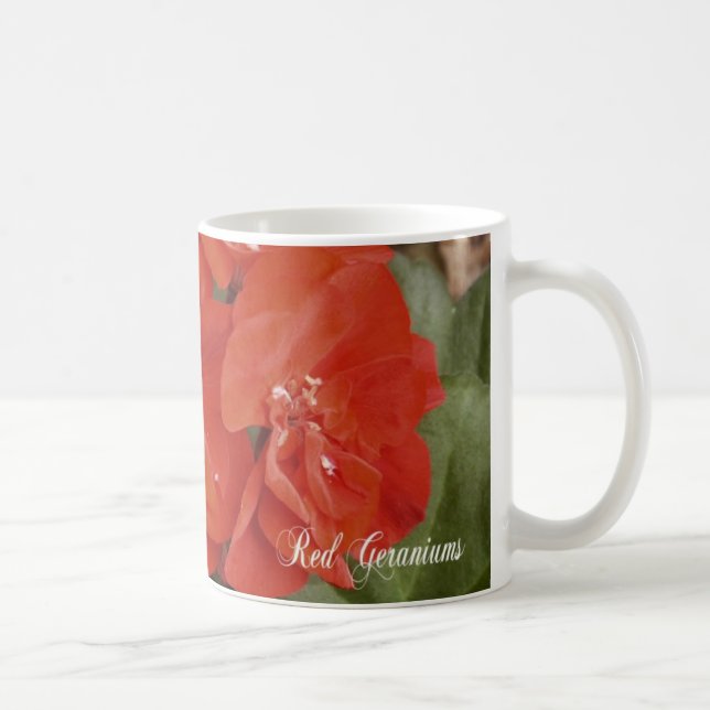 Röd pelargonkaffemugg kaffemugg (Höger)