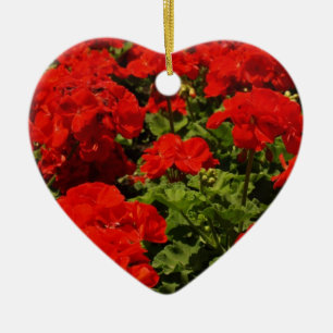 Röd pelargonprydnad julgransprydnad keramik