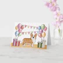 Röd Pembroke Welsh Corgi Färgglad Grattis på födel