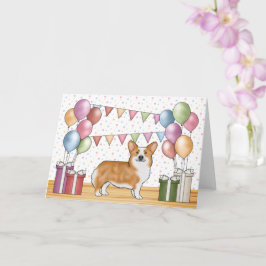 Röd Pembroke Welsh Corgi Färgglad Grattis på födel Kort