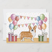 Röd Pembroke Welsh Corgi Födelsedag i färgglad pas