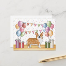 Röd Pembroke Welsh Corgi Födelsedag i färgglad pas