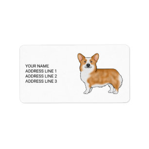 Röd Pembroke Welsh Corgi Hund Med Anpassad Text Adressetikett