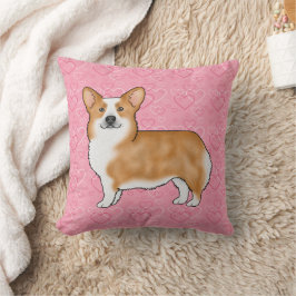 Röd Pembroke Welsh Corgi Kärlek Hjärtmönster Rosa Kudde