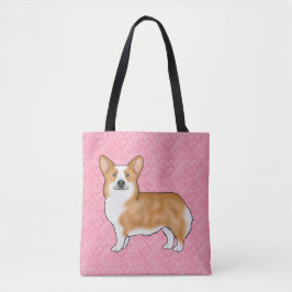 Röd Pembroke Welsh Corgi Kärlek Hjärtmönster Rosa Tygkasse