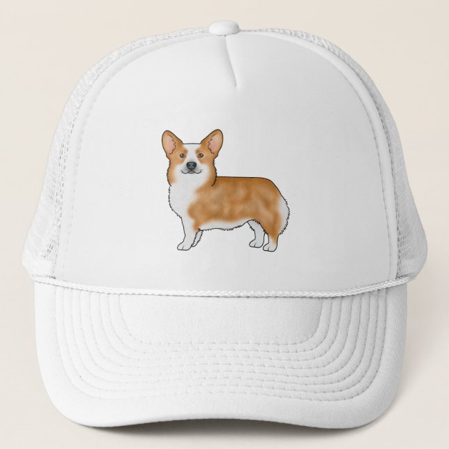 Röd Pembroke Welsh Corgi Söt Hund Illustration Keps (Framsida)