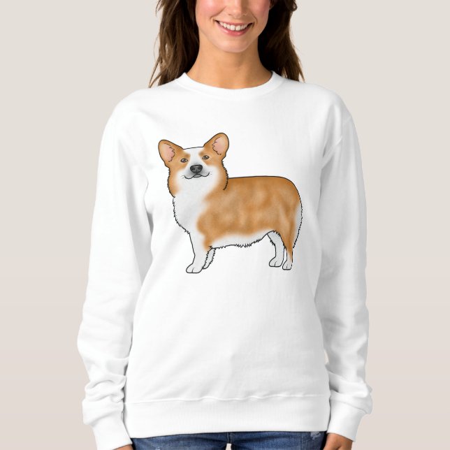 Röd Pembroke Welsh Corgi Söt Hund Illustration T Shirt (Framsida)