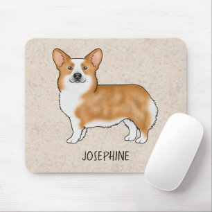 Röd Pembroke Welsh Corgi Söt Hund Med Anpassat Nam Musmatta