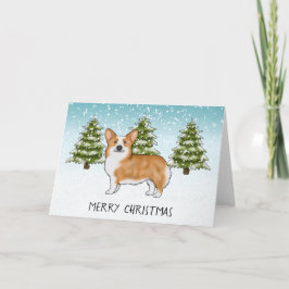 Röd Pembroke Welsh Corgi Vinter God Jul Kort