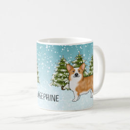 Röd Pembroke Welsh Corgi Vinter Skog Jul Kaffemugg