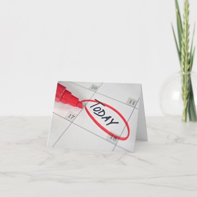 röd penna och cirkel i kalendern kort (Framsida)