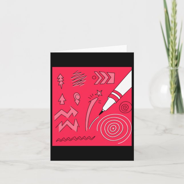 Röd pennfärgad, uttrycklig digital Art Illr Kort (Framsida)