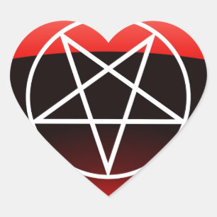 Röd Pentacle Hjärtformat Klistermärke