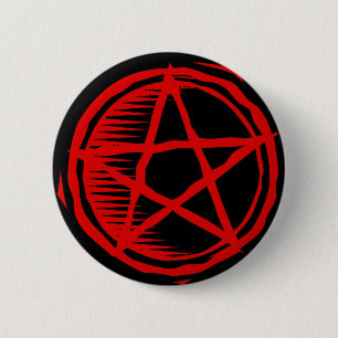 Röd Pentagram Knapp
