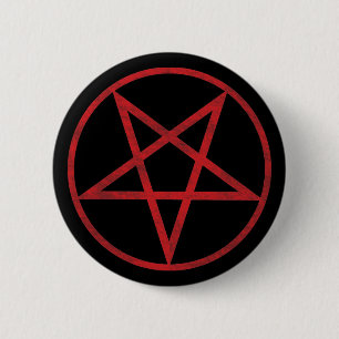 Röd Pentagram Knapp