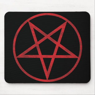 Röd Pentagram Musmatta