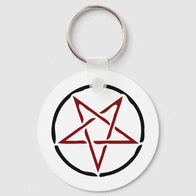 Röd Pentagram Nyckelring (Framsida)