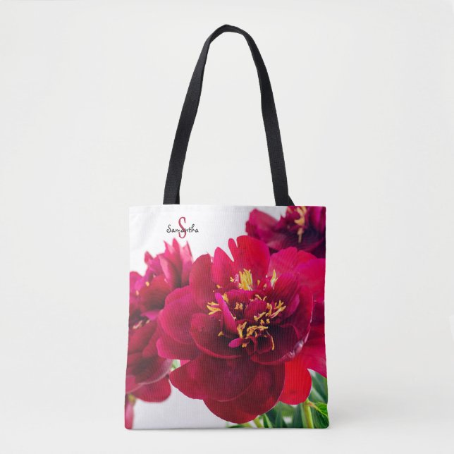 Röd Peony Tygkasse (Framsida)