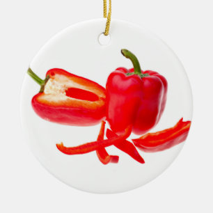 Röd peppar julgransprydnad keramik