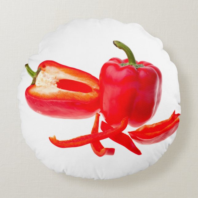 Röd peppar rund kudde (Framsidan)