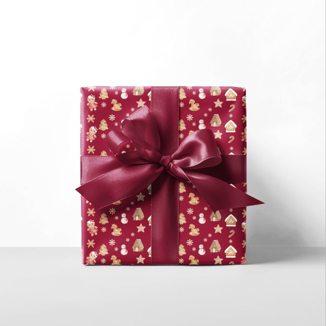 Röd Pepparkaksgubbe Helgdag under jul Presentpapper (Skapare uppladdad)
