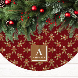 Röd Pepparkaksgubbe Monogram Jul Julgransmatta Borstad Polyester