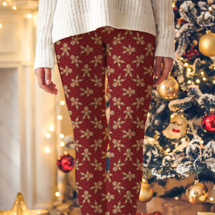 Röd Pepparkaksgubbe Prickig Jul Leggings