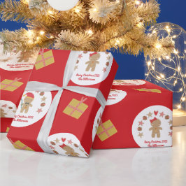 Röd pepparkaksgubbe skript Anpassat namn Söt Presentpapper